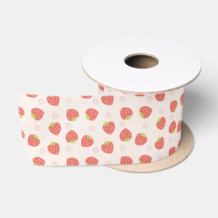 Lazo De Raso Patrón de Fresas Dulces