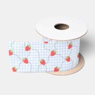 Lazo De Raso Patrón de gingham de fresa sin costuras
