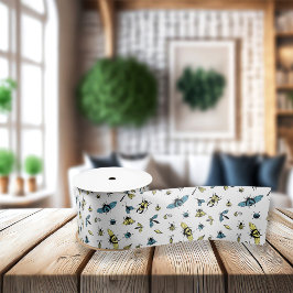 Lazo De Raso Patrón de insectos | Blanco