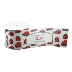 Lazo De Raso Patrón de Ladybug Red Cuadrizado Girly Black
