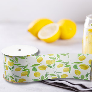 Lazo De Raso Patrón de limones al acuarela