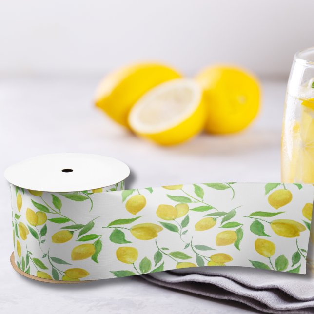 Lazo De Raso Patrón de limones al acuarela (Subido por el creador)