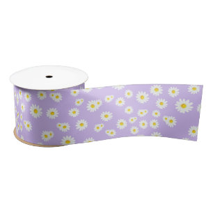 Lazo De Raso Patrón de margaritas de primavera del Boho morado