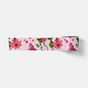 Lazo De Raso Patrón de Mariposa Cereza Lindo, Fruta Kawaii Bril