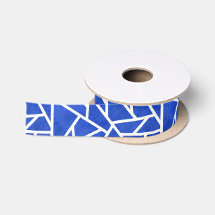 Lazo De Raso Patrón de mosaico azul y blanco real