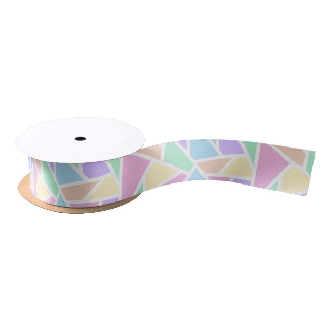 Lazo De Raso Patrón de mosaico del arcoiris pastel (Carrete)