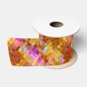 Lazo De Raso Patrón de mosaico iridiscente dorado