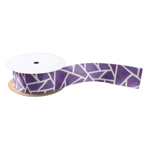 Lazo De Raso Patrón de mosaico morado y blanco
