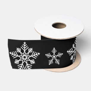 Lazo De Raso Patrón de Navidad de copo de nieve moderno en blan