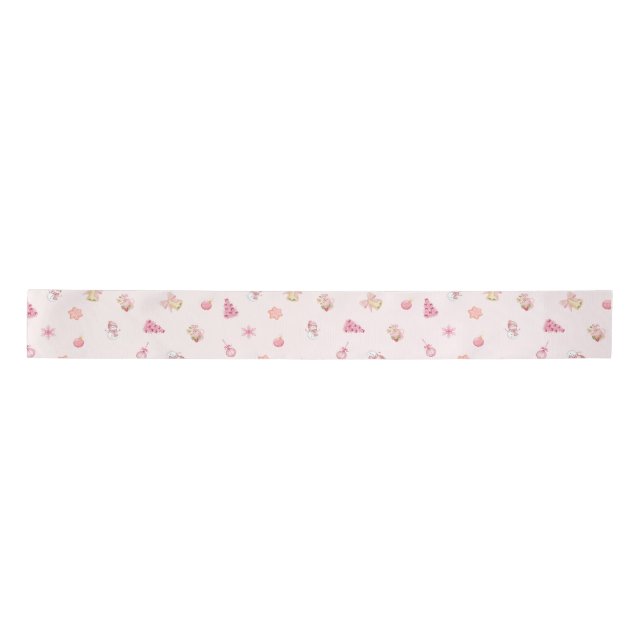 Lazo De Raso Patrón de Navidad Rosa Acogedor (Anverso)
