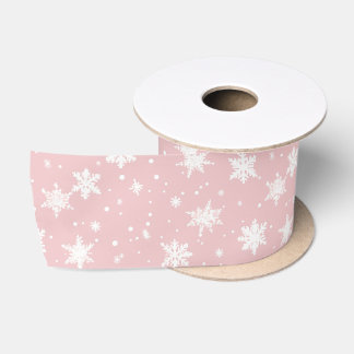Lazo De Raso Patrón de Navidades rosados