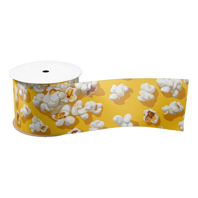 Lazo De Raso Patrón de palomitas en fondo amarillo (Carrete)