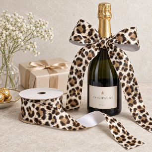 Lazo De Raso Patrón de piel de leopardo blanco Safari Salvaje I