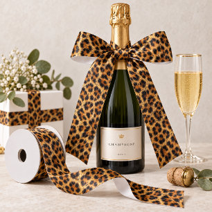 Lazo De Raso Patrón de piel de leopardo realista Wild Safari ID