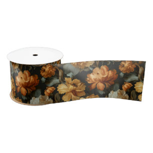 Lazo De Raso Patrón de pintura de vintage floral naranja