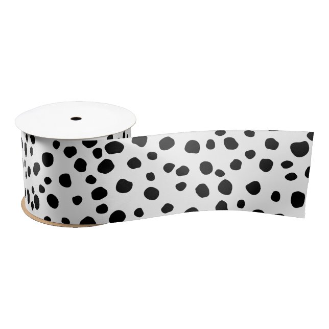 Lazo De Raso Patrón de punto dálmata blanco y negro de Moda ele (Carrete)