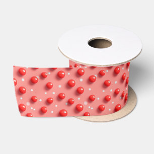 Lazo De Raso Patrón de puntos de polka rojo y blanco 3D