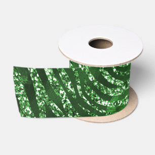 Lazo De Raso Patrón de rayas de tigre con brillo verde glamour