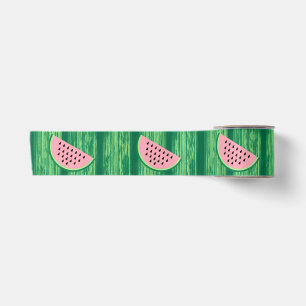 Lazo De Raso Patrón de sandía en acuarela rosa y verde