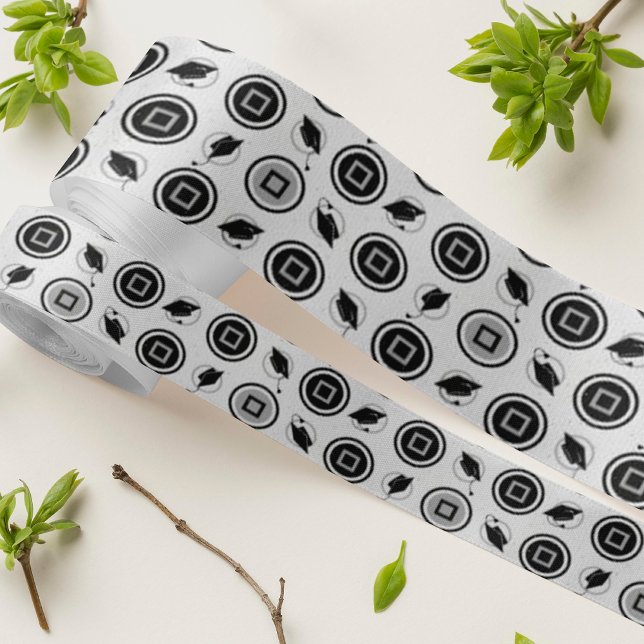 Lazo De Raso Patrón de tapón de graduación negro y plateado (Subido por el creador)