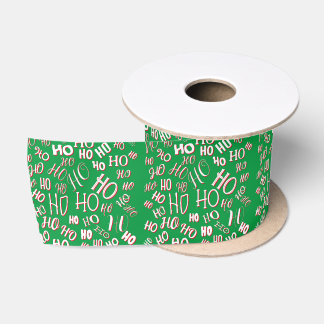 Lazo De Raso Patrón de texto de Navidad HO HO HO blanco verde r