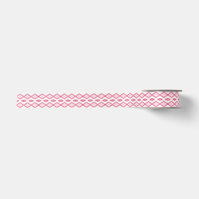 Lazo De Raso Patrón de Tilet | Diseño geométrico rosa (Anverso)
