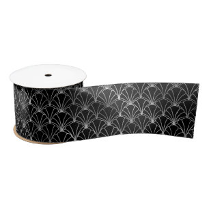 Lazo De Raso Patrón Deco de arte plateado y negro