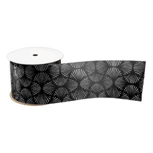 Lazo De Raso Patrón Deco de arte plateado y negro