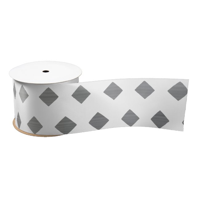 Lazo De Raso Patrón decorativo de diamante blanco gris plateado (Carrete)