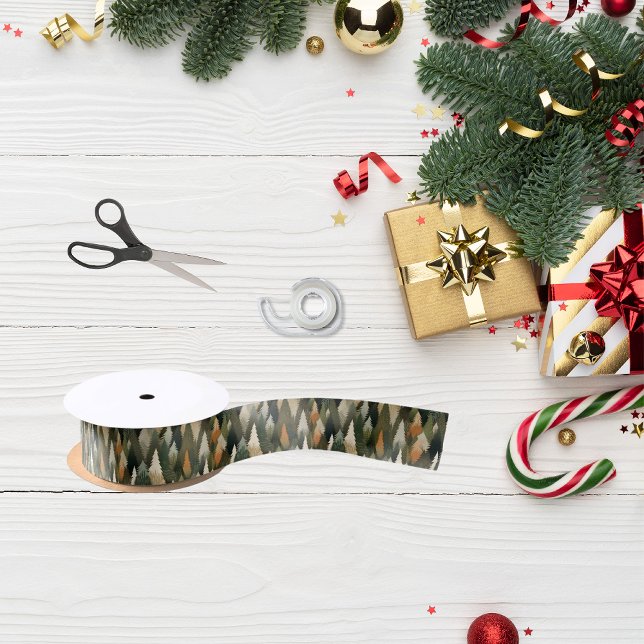 Lazo De Raso Patrón elegante de árbol de pino | Bosque ruso (Subido por el creador)