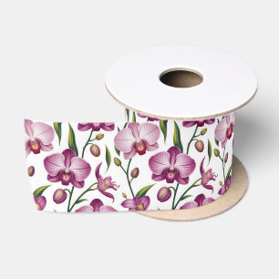 Lazo De Raso Patrón elegante sin costuras de orquídea morada y 