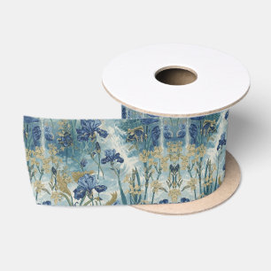 Lazo De Raso Patrón floral Blue Iris de William Morris vintage