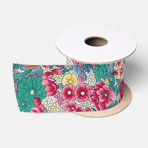 Lazo De Raso Patrón floral chino colorido