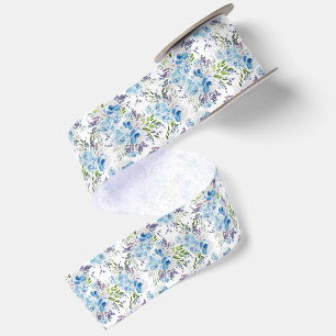 Lazo De Raso Patrón floral continuo de acuarela azul