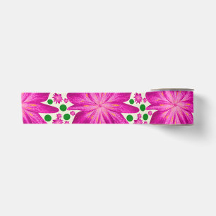 Lazo De Raso Patrón floral continuo de color rosa intenso