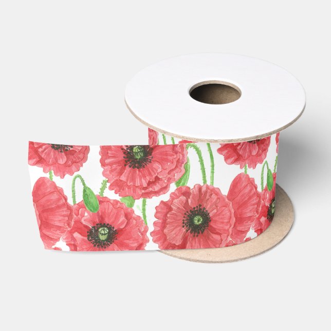 Lazo De Raso Patrón floral de cachorros acuáticos (Carrete)