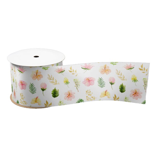 Lazo De Raso Patrón floral de selva tropical (Carrete)