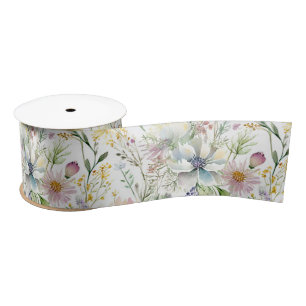 Lazo De Raso patrón floral pastel de bonito