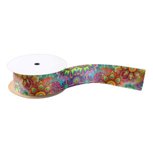 Lazo De Raso Patrón floral psicodélico