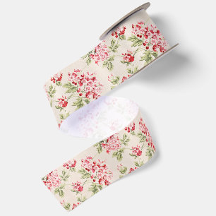 Lazo De Raso Patrón Floral Rosa Vintage Shabby Chic