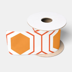 Lazo De Raso Patrón geométrico abstracto hexagonal en naranja y