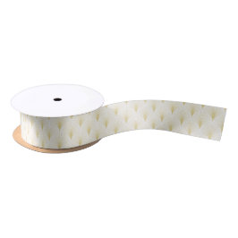 Lazo De Raso Patrón Geométrico Art Deco En Oro Y Blanco