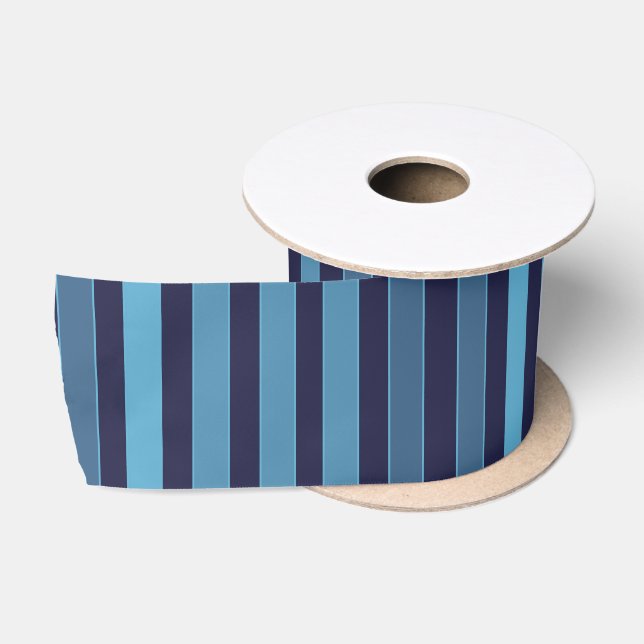 Lazo De Raso Patrón liso rayado azul retro (Carrete)