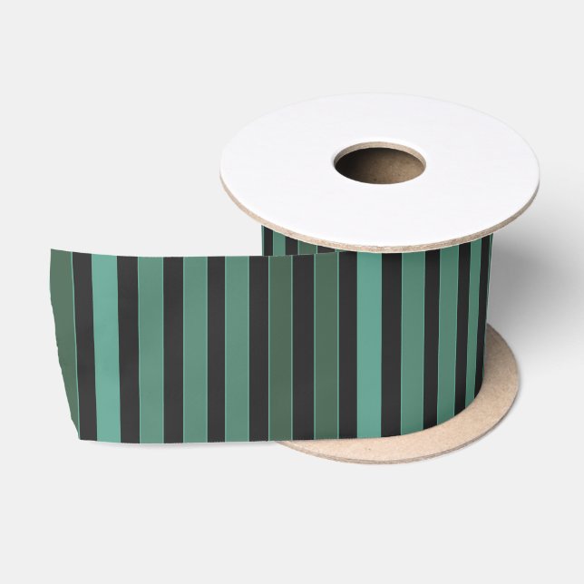 Lazo De Raso Patrón liso rayado retro verde (Carrete)