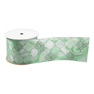 Lazo De Raso Patrón Mint Green Moroccan Quatrefoil