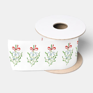 Lazo De Raso Patrón Mistletoe de Navidades Elegantes