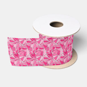 Lazo De Raso Patrón moderno de formas geométricas rosa y carmes