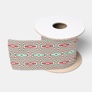 Lazo De Raso Patrón Navideño Retro Groovy Trippy Ondulado