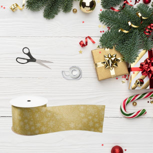 Lazo De Raso Patrón Sleigh de los Navidades Doodle Gold
