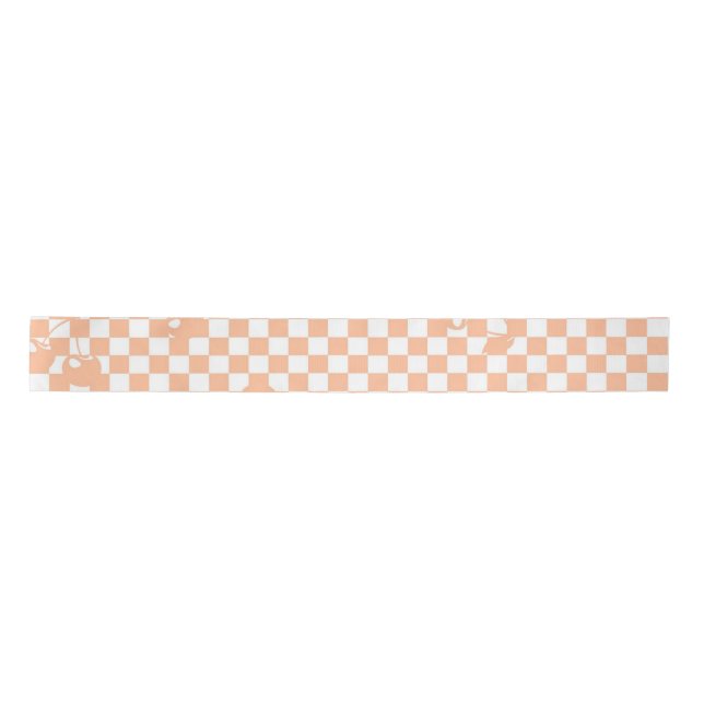 Lazo De Raso Peach Fuzz Cherry Gingham Pattern (Anverso)